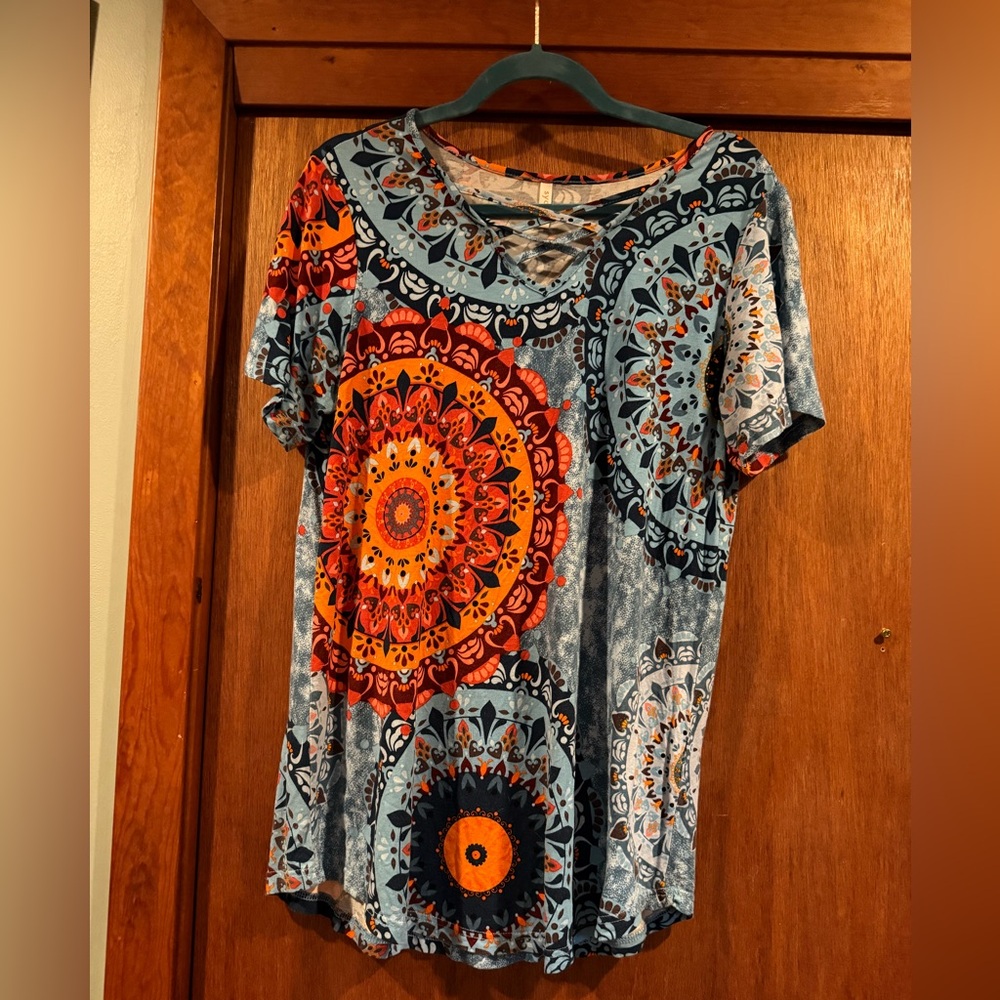 Bohemian Mandala Print Short Sleeve Tee